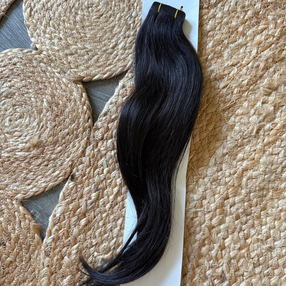 Tape-In Human Hair Extensions – 14” Natural Black (#1B)